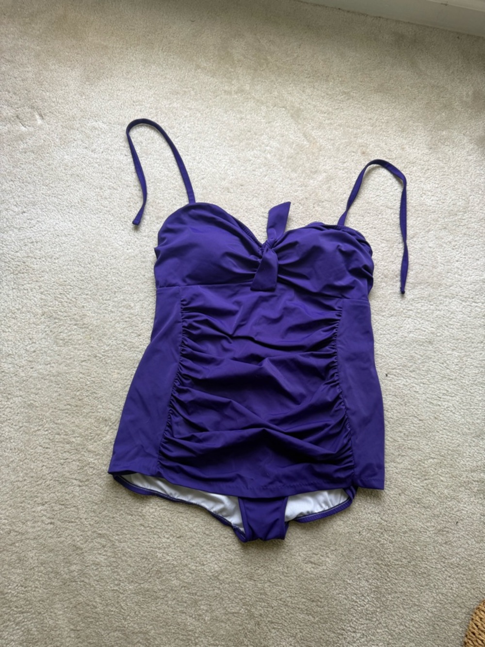 Catalina Purple Ruched One-Piece Swimsuit with Tie Front